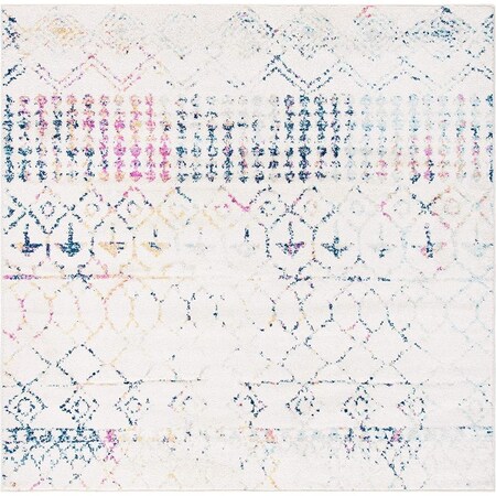 Safavieh 10 x 10 ft. Tulum Boho Moroccan Distressed Square Rug, Ivory & Blue TUL229C-10SQ